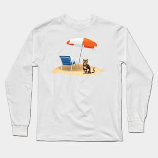 Summer cat beach Long Sleeve T-Shirt